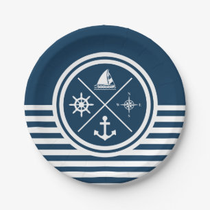 Nautical themed design paper plate