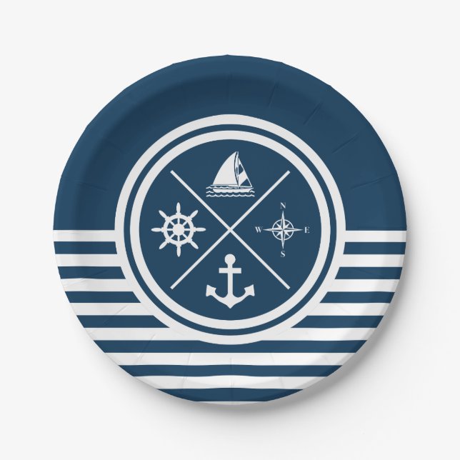 Nautical themed design paper plate (Front)