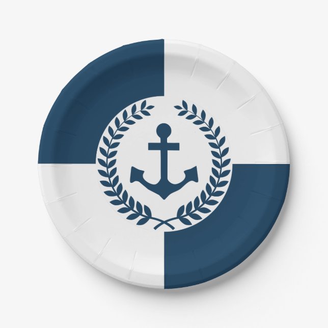 Nautical themed design paper plate (Front)