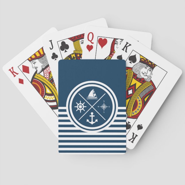 Nautical themed design playing cards (Back)