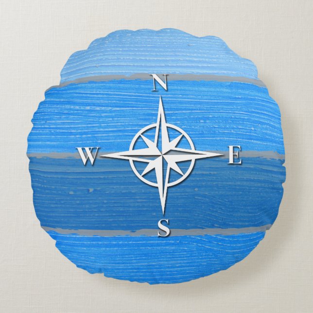 Nautical themed design round cushion (Front)