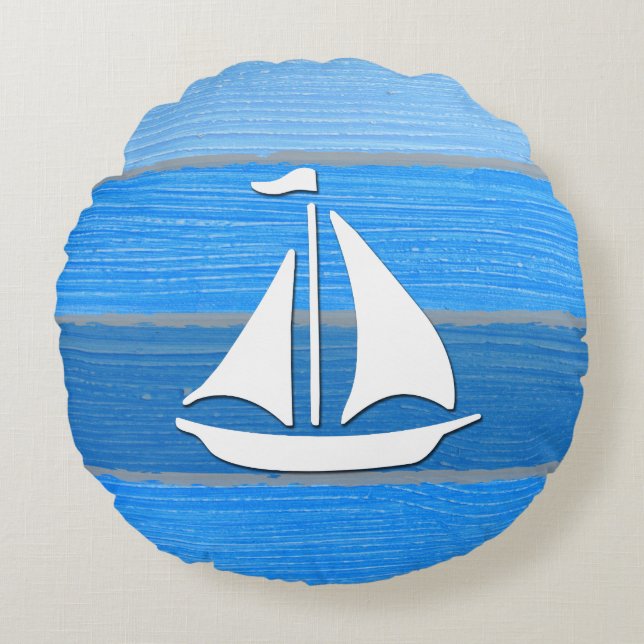 Nautical themed design round cushion (Front)