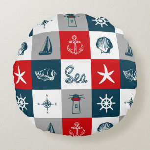 Nautical themed design round cushion