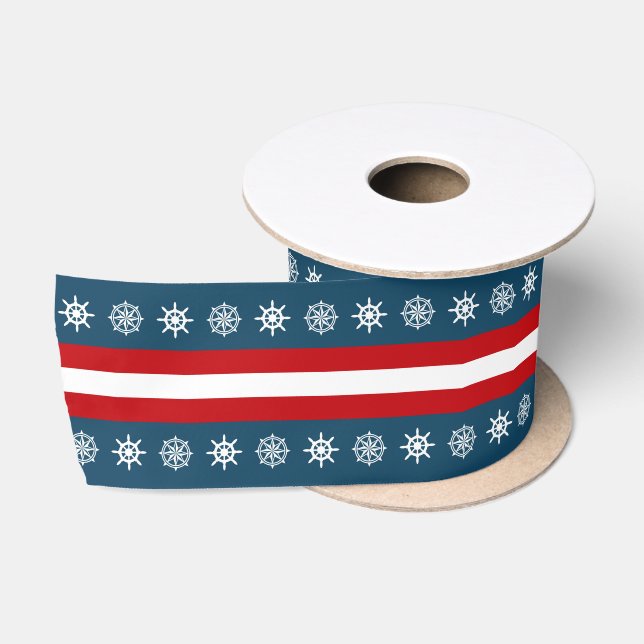 Nautical themed design satin ribbon (Spool)