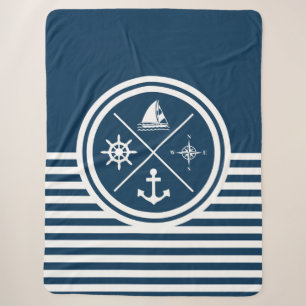 Nautical themed design sherpa blanket