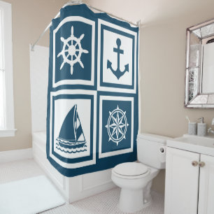 Nautical themed design shower curtain