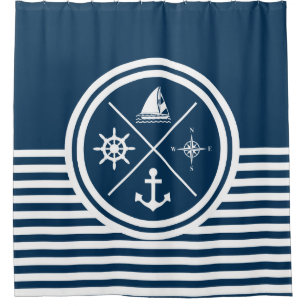 Nautical themed design shower curtain