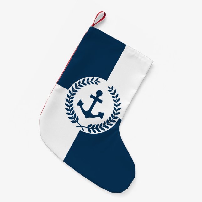 Nautical themed design small christmas stocking (Front (Hanging))
