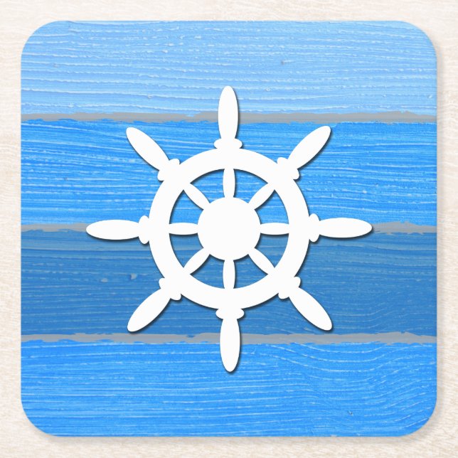 Nautical themed design square paper coaster (Front)