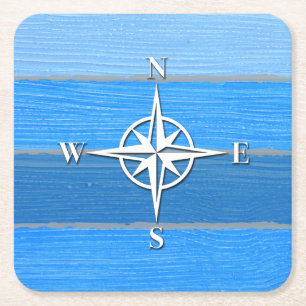 Nautical themed design square paper coaster