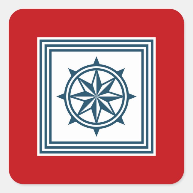 Nautical themed design square sticker (Front)