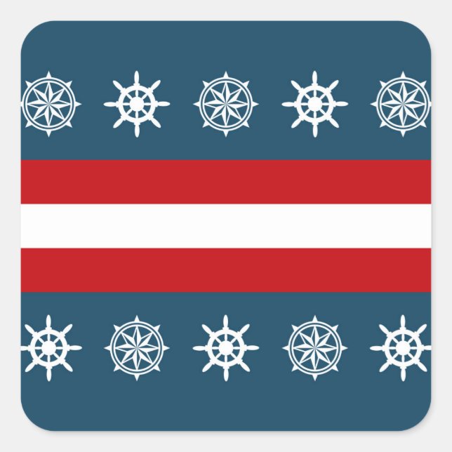 Nautical themed design square sticker (Front)