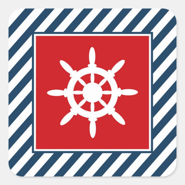 Nautical themed design square sticker (Front)