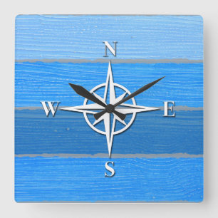 Nautical themed design square wall clock
