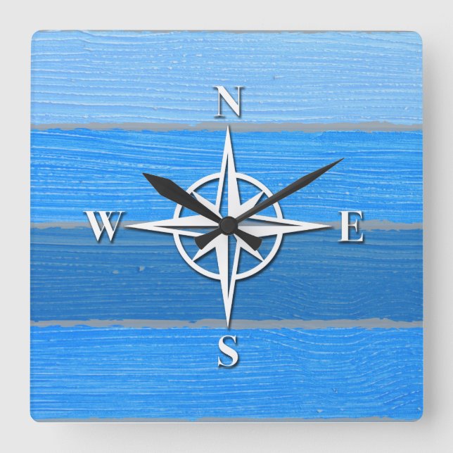 Nautical themed design square wall clock (Front)