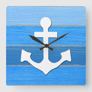 Nautical themed design square wall clock