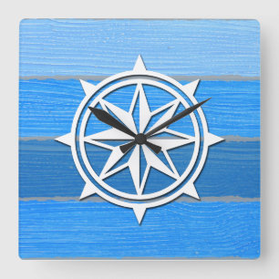 Nautical themed design square wall clock