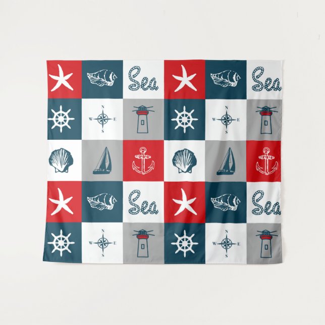 Nautical themed design tapestry (Front (Horizontal))