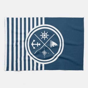 Nautical themed design tea towel