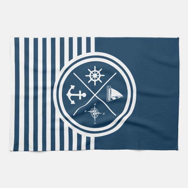 Nautical themed design tea towel (Horizontal)