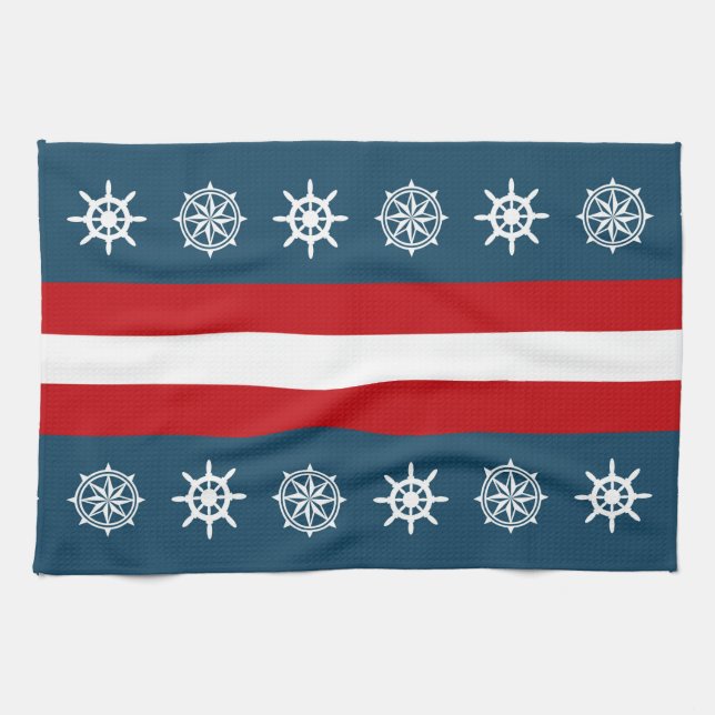 Nautical themed design tea towel (Horizontal)