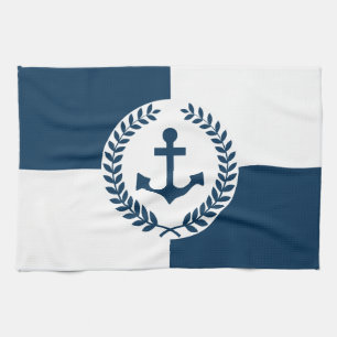 Nautical themed design tea towel