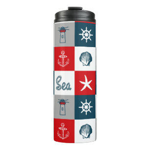 Nautical themed design thermal tumbler