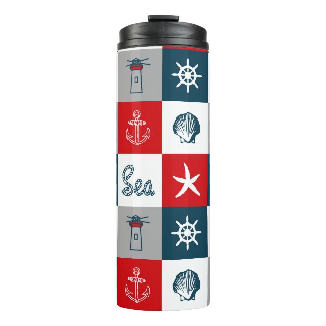 Nautical themed design thermal tumbler (Front)