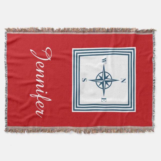 Nautical themed design throw blanket (Front)