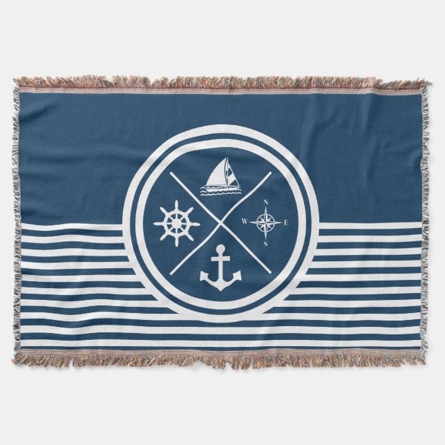 Nautical themed design throw blanket (Front)