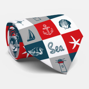 Nautical themed design tie