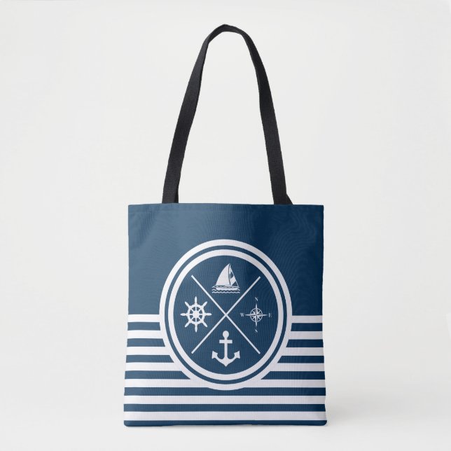 Nautical themed design tote bag (Front)