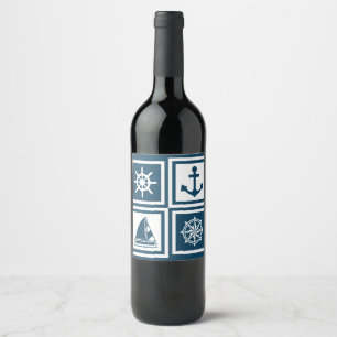 Nautical themed design wine label