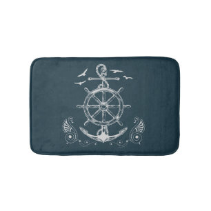 Nautical themed design with ocean scenery  bath mat