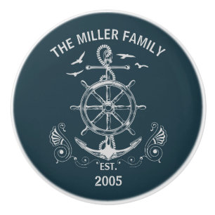 Nautical themed design with ocean scenery ceramic knob