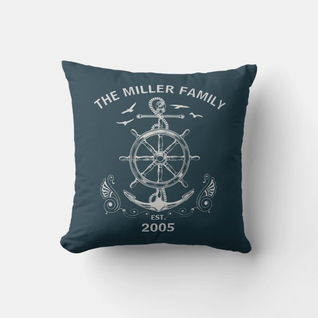 Nautical themed design with ocean scenery cushion (Front)