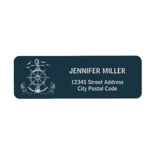 Nautical themed design with ocean scenery return address label