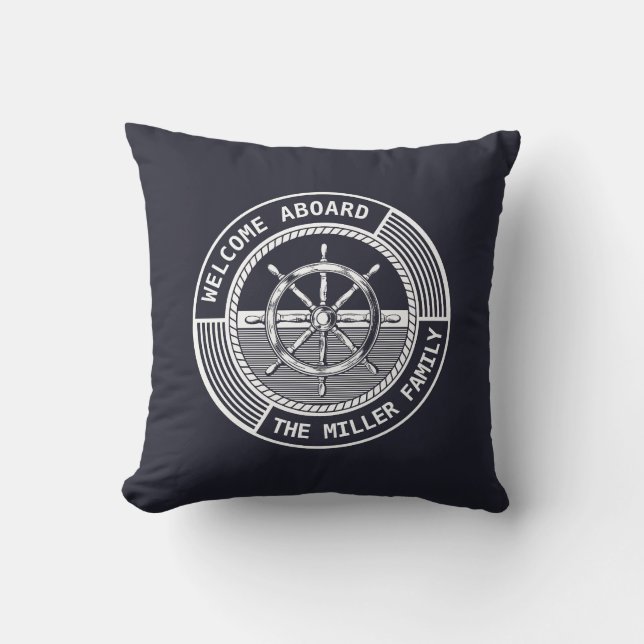 Nautical themed design with sailing wheel cushion (Front)