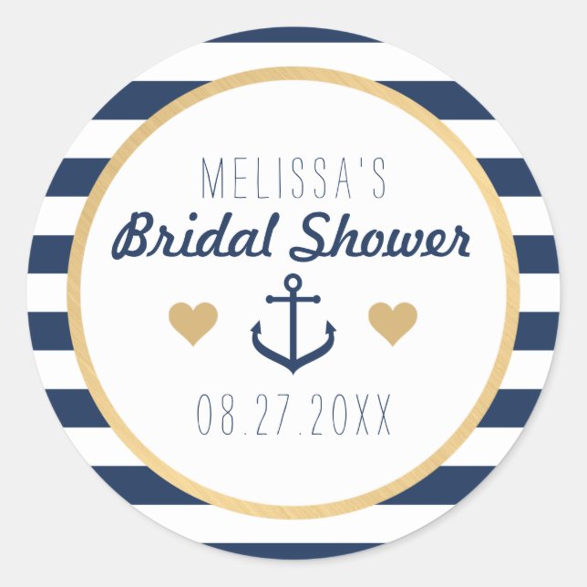 Nautical Themed Favour Stickers - Bridal Shower (Front)