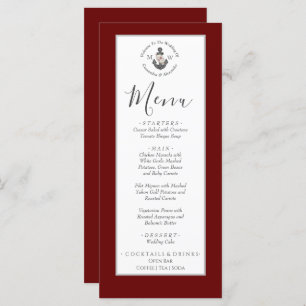  Nautical-Themed Floral Anchor White Maroon Red Menu