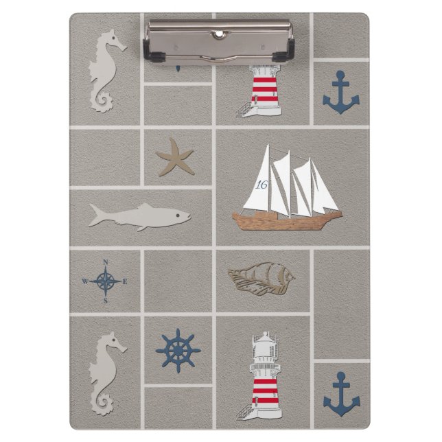 Nautical themed illustration clipboard (Front)