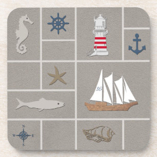 Nautical themed illustration coaster