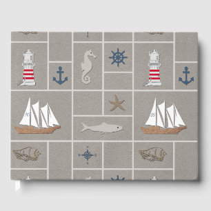 Nautical themed illustration guest book
