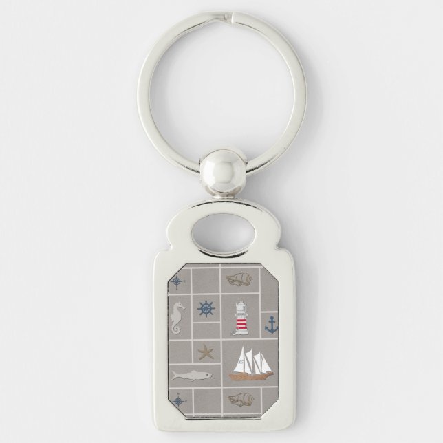 Nautical themed illustration key ring (Front)