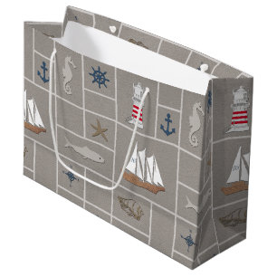 Nautical themed illustration large gift bag