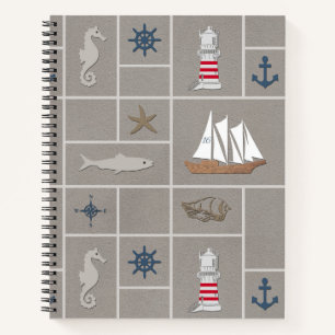 Nautical themed illustration notebook