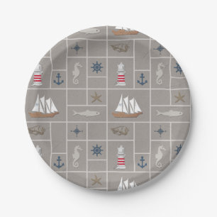 Nautical themed illustration paper plate