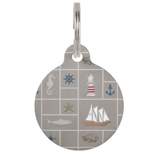 Nautical themed illustration pet tag