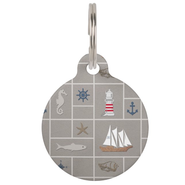 Nautical themed illustration pet tag (Front)