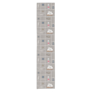 Nautical themed illustration short table runner